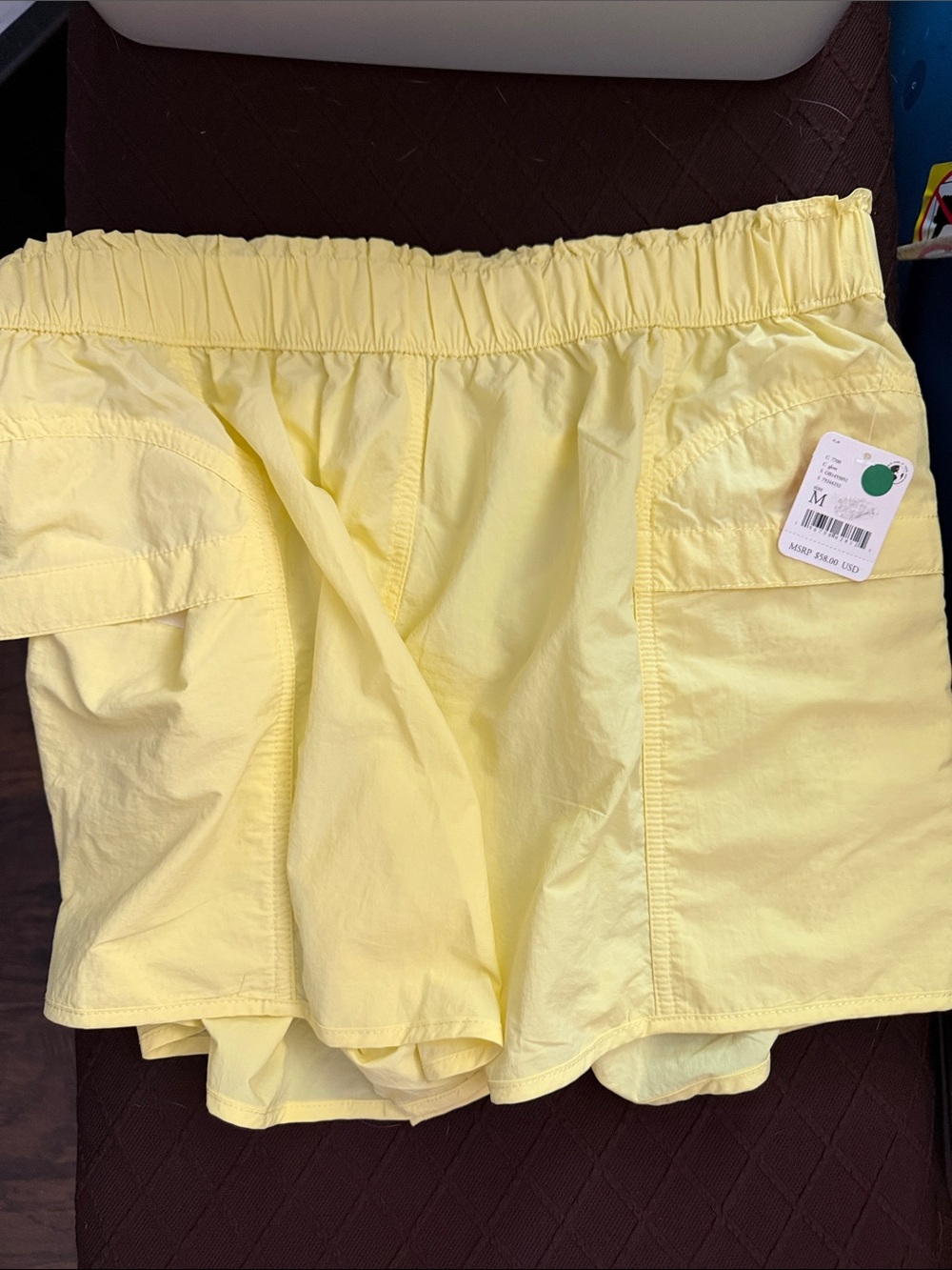NWT Free People Women's Yellow Elastic-Waist Cargo Shorts